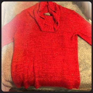 Sparkly red sweater low top